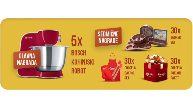 Dolcela nagradna igra za 5 Bosch kuhinjskih robota i Dolcela nagrade