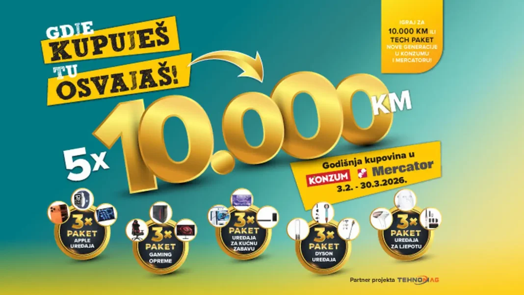 Konzum i Mercator nagradna igra 2026: Gdje kupuješ, tu osvajaš!