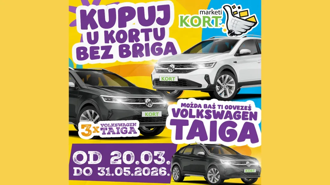 KORT nagradna igra za 3 automobila Volkswagen Taiga KORT nagradna igra za 3 automobila Volkswagen Taiga