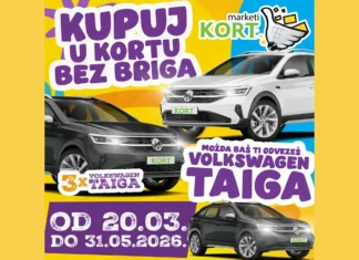 KORT nagradna igra 2026 za 3 automobila Volkswagen Taiga KORT nagradna igra za 3 automobila Volkswagen Taiga