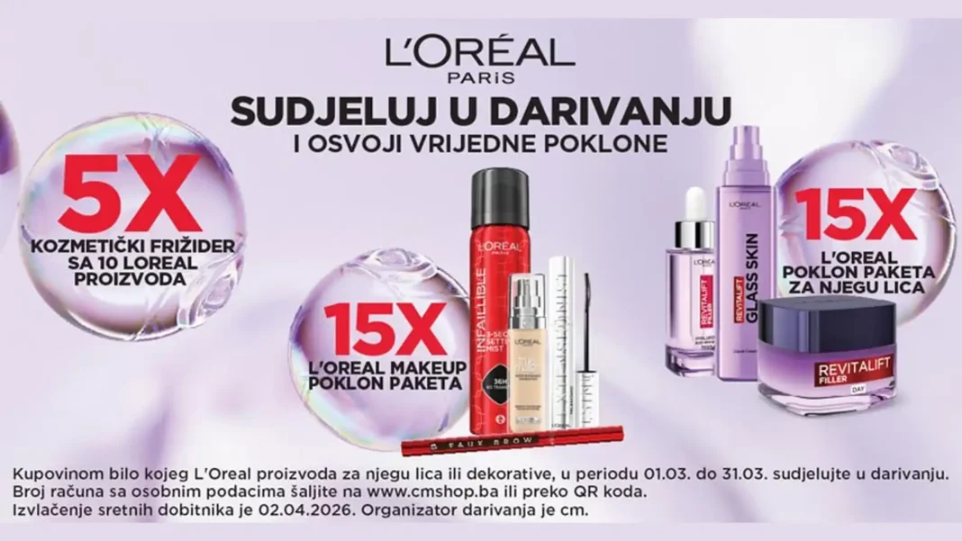 L'OREAL nagradna igra: Osvoji vrijedne poklone L'OREAL nagradna igra u cm-u za vrijedne poklone