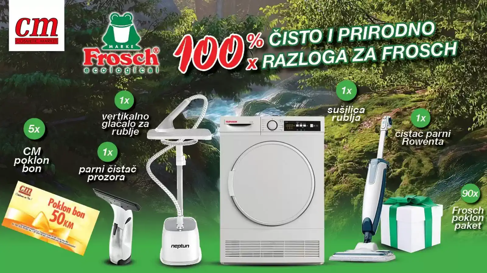 Frosch nagradna igra u cm-u: Frosch 100% čisto i prirodno!