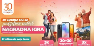 Mikrokreditno društvo EKI nagradna igra: 30 godina EKI-ja, podijelimo radost EKI nagradna igra 2026: 30 godina EKI-ja, podijelimo radost