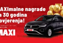 Maxi Orašje nagradna igra za automobil VW T-ROC MAXI Orašje nagradna igra 2026: 30 GODINA S VAMA