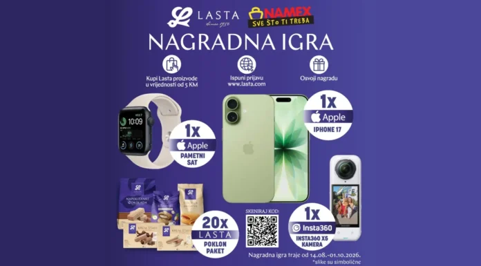 Lasta i Namex nagradna igra za Apple iPhone 17 i Apple Watch Lasta i Namex nagradna igra: Apple iPhone 17 ili Apple Watch