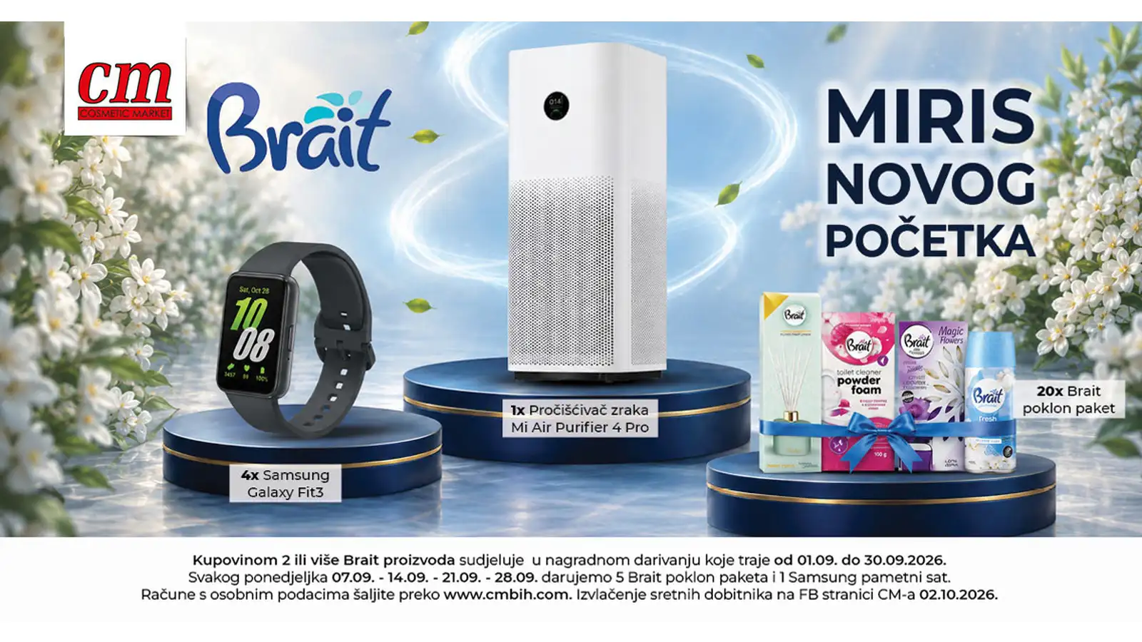 Brait nagradna igra u cm-u traje do 30.9.2026., a možete osvojiti: Brait poklon paket i Samsung pametni sat.
