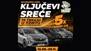 KORT nagradna igra za Automobil Renault Clio: Ključevi sreće te čekaju u Kortu!